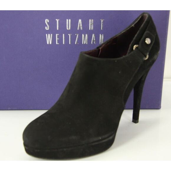 Stuart Weitzman Shoes - Stuart Weitzman Black Suede The Coverall Platform Ankle Heel Booties